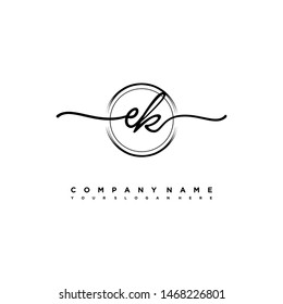 EK initial signature logo. handwriting logo template vector,