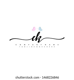 EK initial signature logo. handwriting logo template vector,