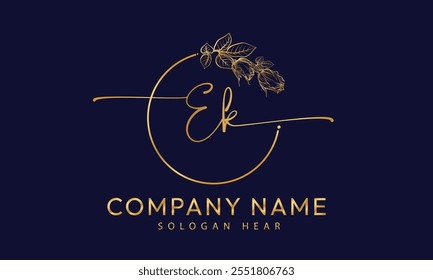 EK K E initial signature logo template vector