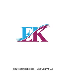 EK, KE, Abstract initial monogram letter alphabet logo design