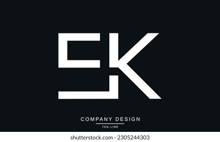 Monograma de EK, KE, letras abstractas