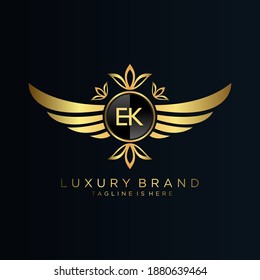 EK Letter Initial with Royal Template.elegant with crown logo vector, Creative Lettering Logo Vector Illustration.