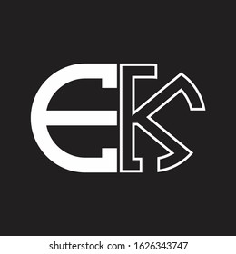 EK Letter logo monogram with oval shape negative space design template