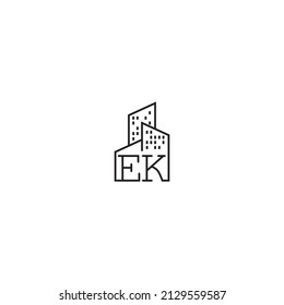 Logotipo de concepto de línea EK en diseño profesional de alta calidad que será mejor para empresas relacionadas con bienes raíces
