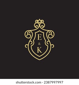 EK line vintage initial logo in high quality professional design that will print well across any print media