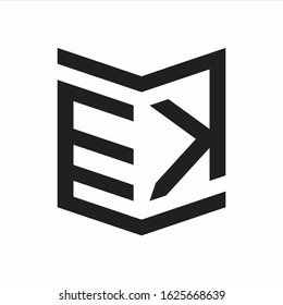 EK Logo Emblem Monogram With Shield Style Design Template Isolated On white Background