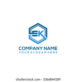 EK logo letter initial, Abstract polygonal Background Logo,