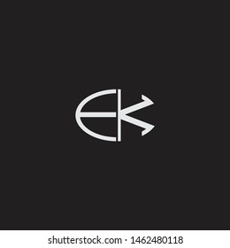 EK Logo letter oval monogram design template with black and white colors