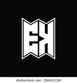 EK Logo monogram with emblem style design template on black background