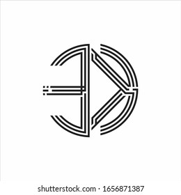 EK Logo monogram triple ribbon style line design template isolated on white background