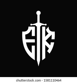 EK logo with shield shape and sword