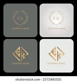 EK luxury typography letter logo. EK Creative style logo but still simple lettering and modern. 
