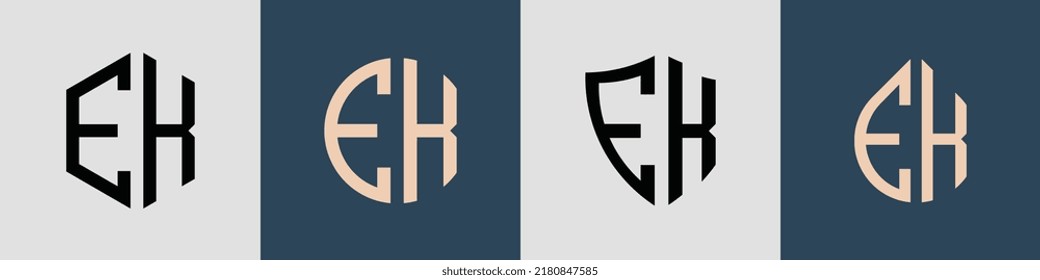 EK modern initial letter logo design vector bundle. It will be suitable for which company or brand name start those initial.