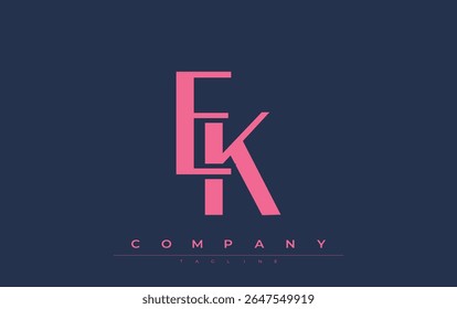 EK Modern Initials Diseño de Logo. Logotipo de marca con iniciales estilizadas que muestran un diseño atrevido y una estética moderna. Ideal para la marca profesional de negocios o proyectos creativos que se centran en minimalista