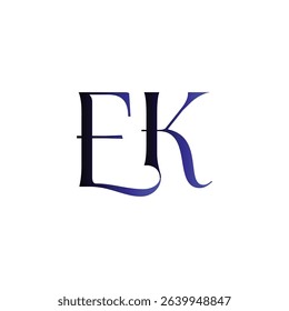 EK modern minimalist wordmark logo featuring clean typography and timeless initials. Perfect for businesses seeking a sleek, professional identity with lasting visual appeal and versatility.