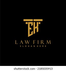 EK monogram initial logo for lawfirm with pillar design