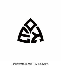 EK monogram logo with modern triangle style design template isolated on white background