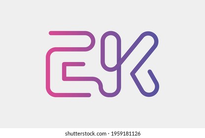 EK Monogram tech with a monoline style. Looks playful but still simple and futuristic. A perfect logo for your tech company or any futuristic design project. svg