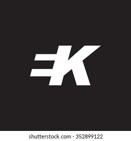 EK negative space letter logo black background