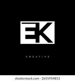 EK Negative Space Monogram – Minimalist Black and White Letter mark Logo for Creative Branding, Fashion Identity and Modern Design Concepts
