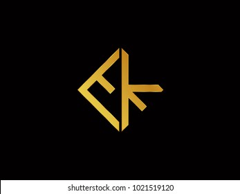 EK square shape Gold color logo
