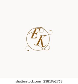 EK uniquely wedding logo symbol of your marriage and you can use it on your wedding stationary