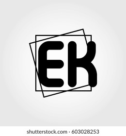 ek uppercase initials square frame business logo