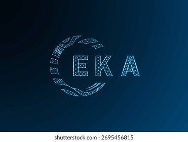 EKA low poly letter logo vector design. EKA lower poly logo design. EKA unique low poly logo design.