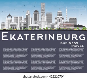 Ekaterinburg Skyline with Gray Buildings and Copy Space. Vector Illustration. Business Travel and Tourism Concept with Modern Buildings. Image for Presentation Banner Placard and Web Site.