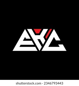 EKC triangle letter logo design with triangle shape. EKC triangle logo design monogram. EKC triangle vector logo template with red color. EKC triangular logo Simple, Elegant, and Luxurious design.