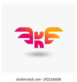EKE  K letter initial modern logo mark vector design idea, creative company logo concept angel shape template