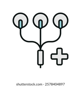 EKG electrodes icon designed with a clean and professional look, ideal for cardiology apps, medical dashboards, and health-related infographics