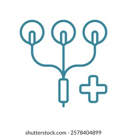 EKG electrodes icon designed with a clean and professional look, ideal for cardiology apps, medical dashboards, and health-related infographics