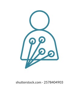 EKG electrodes icon designed with a clean and professional look, ideal for cardiology apps, medical dashboards, and health-related infographics