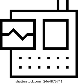 Icono del ECG. Diseño de estilo lineal delgado aislado sobre fondo blanco