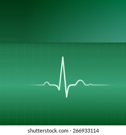 EKG line and green background. Place for your text.