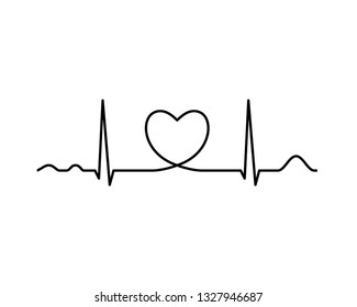 Ekg Line Heart Heartbeat Electrocardiography Medical Stock Vector ...