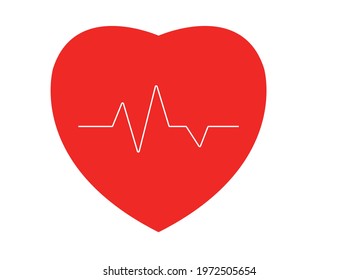 ekg rhythms.icon and symbol on the red heart.
Vector design EPS 10