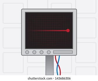 EKG screen with red flatline 