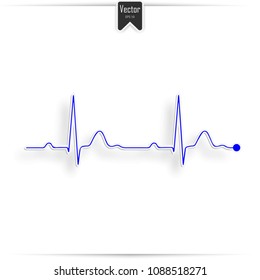 EKG symbol on white - vector medical background. Complex of cardiac contraction (ECG) on a cardiogram