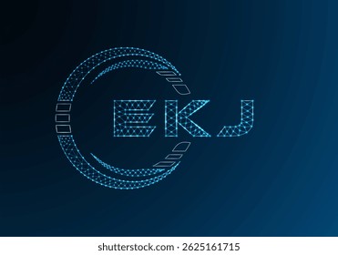 EKJ baixo poli letra logotipo vetor design. Projeto de logotipo EKJ poli inferior. Logotipo poli baixo.