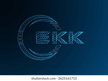Diseño de Vector de logotipo de letra polivinílica baja EKK. Diseño de logotipo de poliéster inferior de EKK. Logotipo de poliéster bajo.