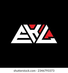 EKL triangle letter logo design with triangle shape. EKL triangle logo design monogram. EKL triangle vector logo template with red color. EKL triangular logo Simple, Elegant, and Luxurious design.