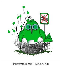 Eko birdie sign of fight for silence. Vector illustration.