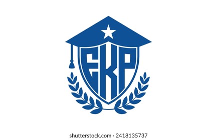 EKP initial letter academic logo design vector template. monogram, abstract, school, college, university, graduation, symbol, shield, model, institute, educational, coaching canter, tech, sign, badge