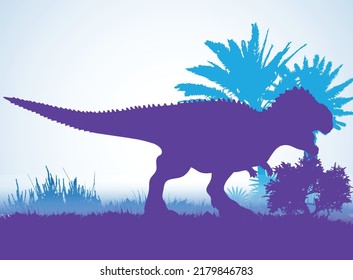 Ekrixinatosaurus Epitaph  Dinosaurs silhouettes in prehistoric environment overlapping layers; decorative background banner abstract vector illustration