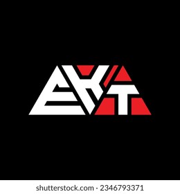 EKT triangle letter logo design with triangle shape. EKT triangle logo design monogram. EKT triangle vector logo template with red color. EKT triangular logo Simple, Elegant, and Luxurious design.
