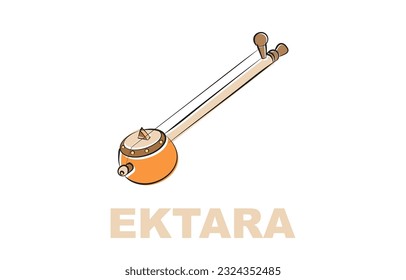 ektara indian musical instrument colour vector illustration