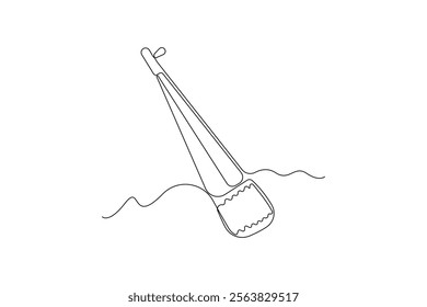 Ektara one-line art drawing isolated on white background. Musical instrument. Vector illustration.	