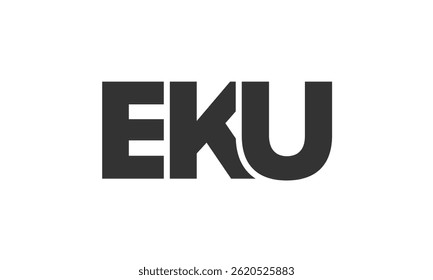 EKU logo design template with strong and modern bold text. Initial based vector logotype featuring simple and minimal typography. Trendy company identity ideal for businesses brand presence.